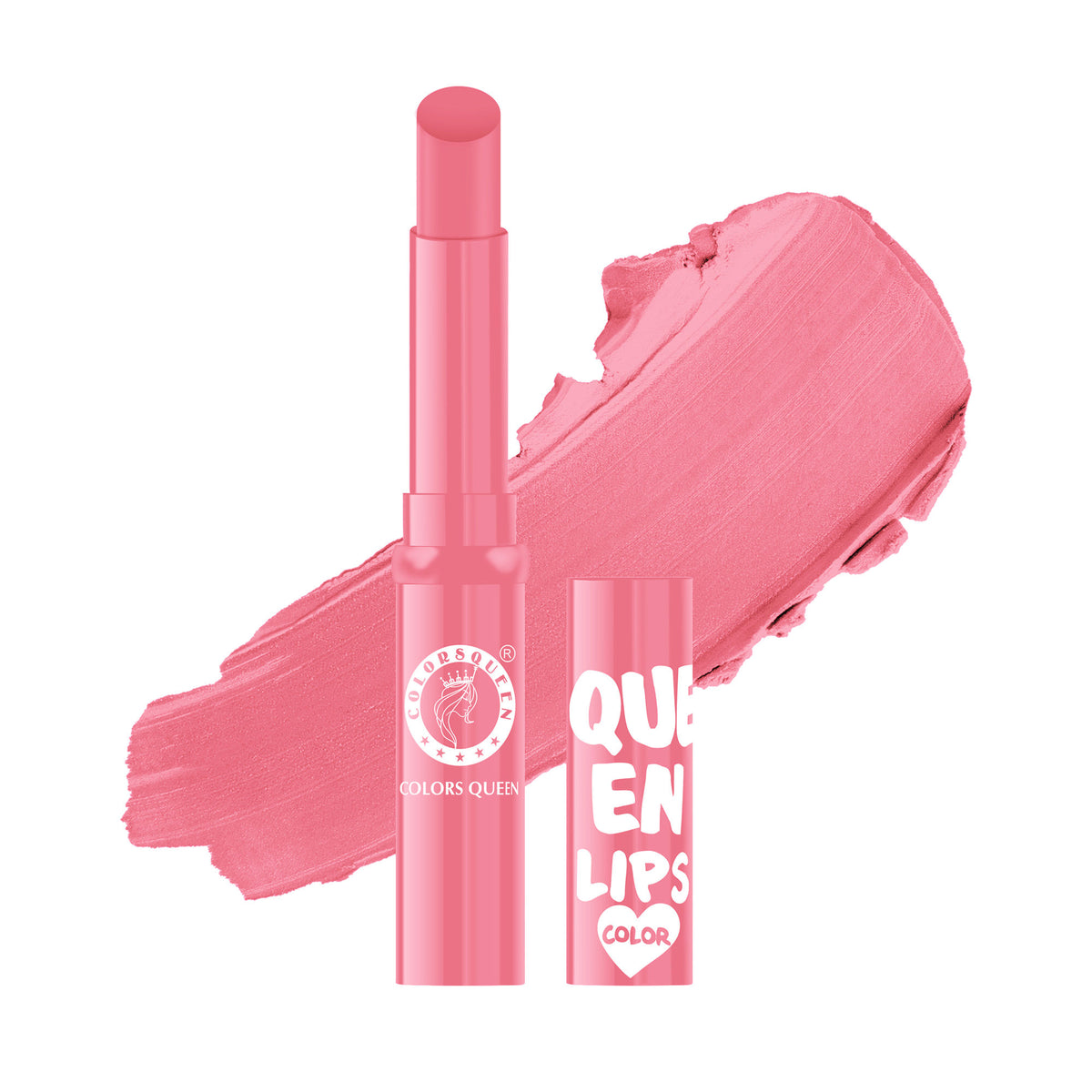 Colors Queen Lips Color Lip Balm in vibrant shade, featuring a sleek tube with the Colors Queen logo on the packaging.
