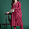 Dhiyona IE Floral Pleated Sequinned Pure Cotton Kurta with Trousers & With Dupatta
