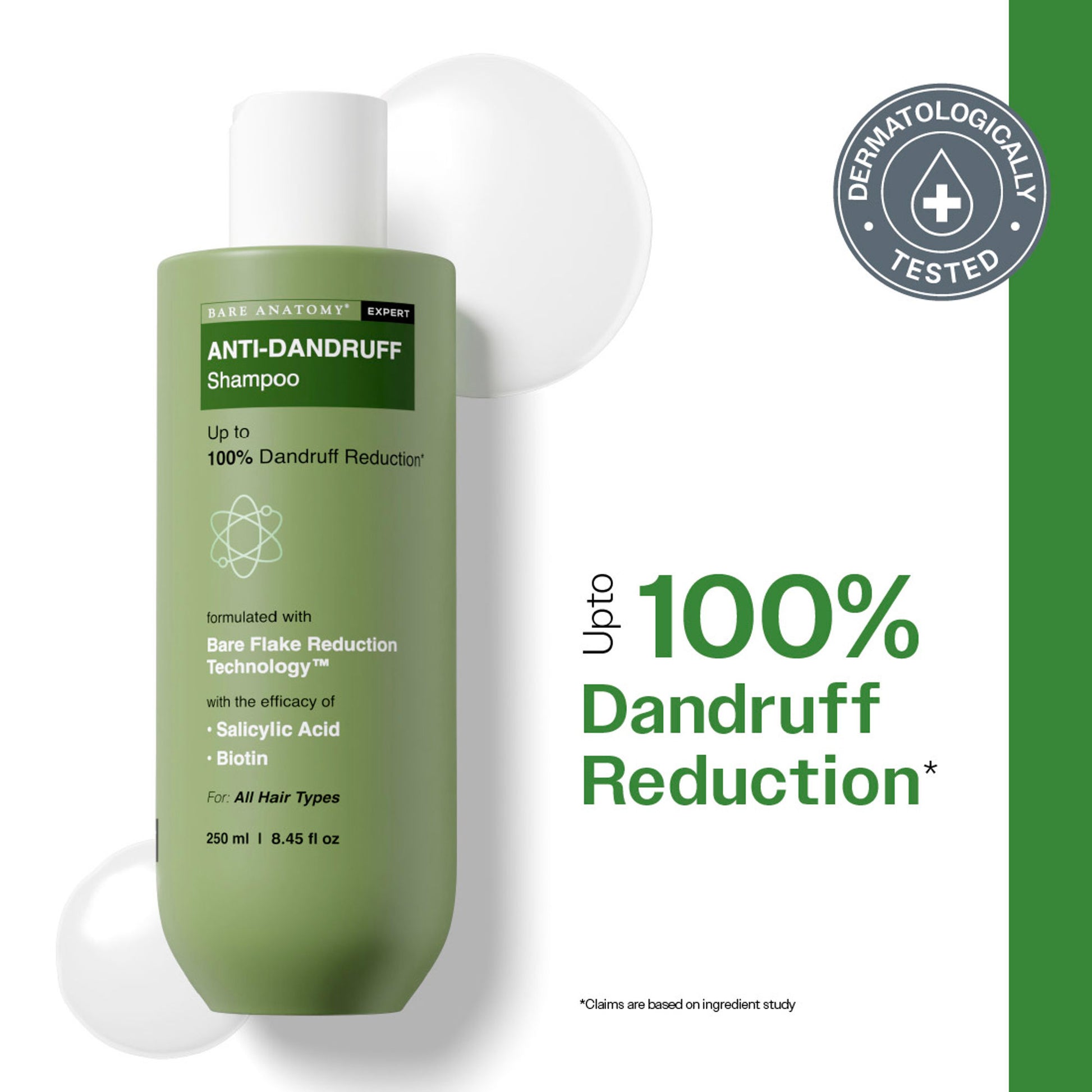 Bare Anatomy Anti-Dandruff Shampoo with Salicylic Acid, Piroctone Olamine, Biotin & Menthol