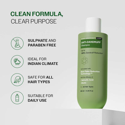 Bare Anatomy Anti-Dandruff Shampoo with Salicylic Acid, Piroctone Olamine, Biotin & Menthol