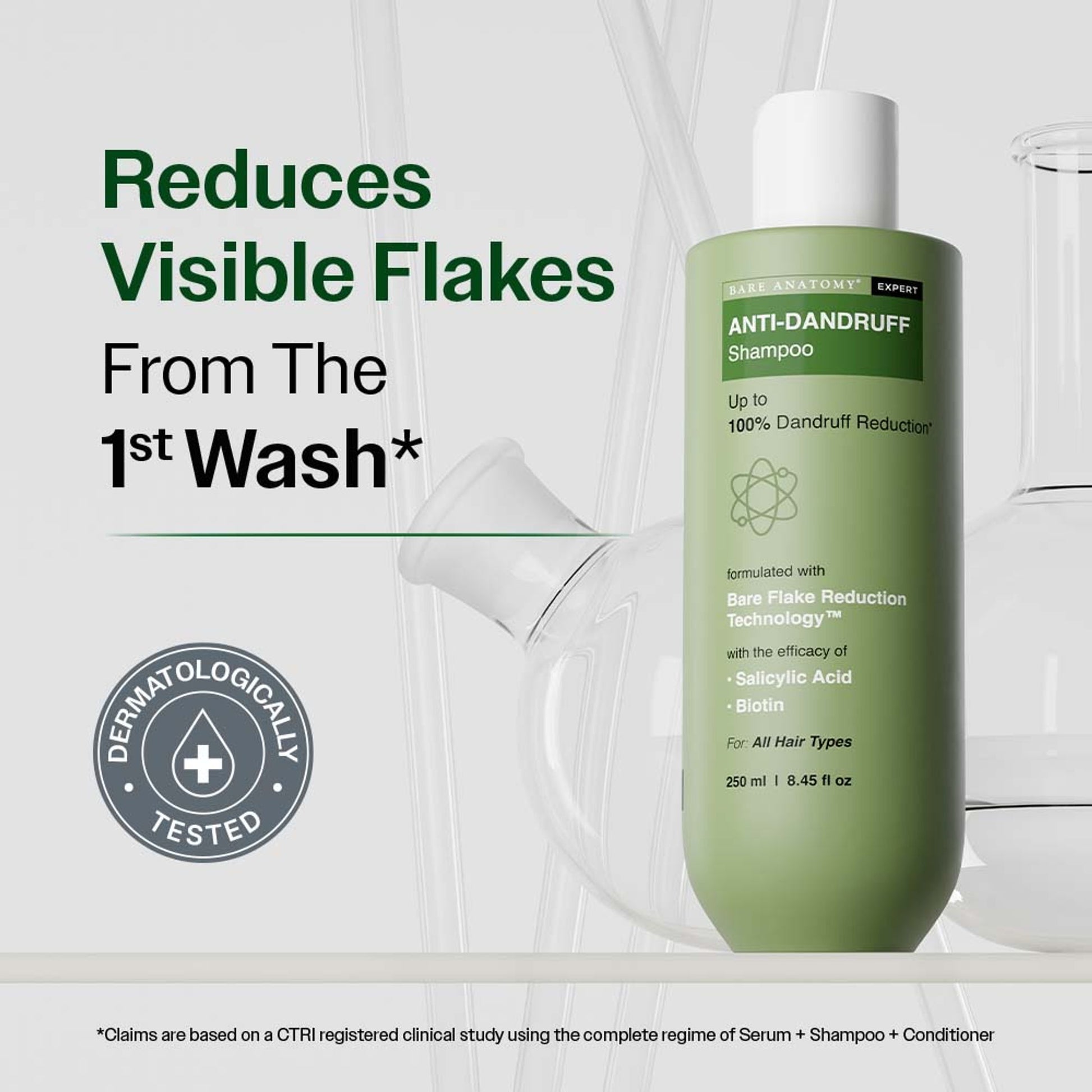 Bare Anatomy Anti-Dandruff Shampoo with Salicylic Acid, Piroctone Olamine, Biotin & Menthol