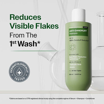 Bare Anatomy Anti-Dandruff Shampoo with Salicylic Acid, Piroctone Olamine, Biotin & Menthol