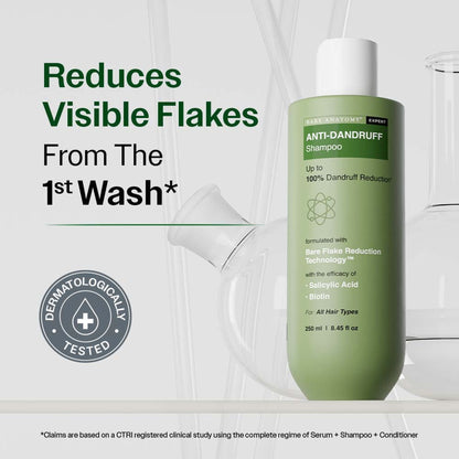 Bare Anatomy Anti-Dandruff Shampoo with Salicylic Acid, Piroctone Olamine, Biotin & Menthol