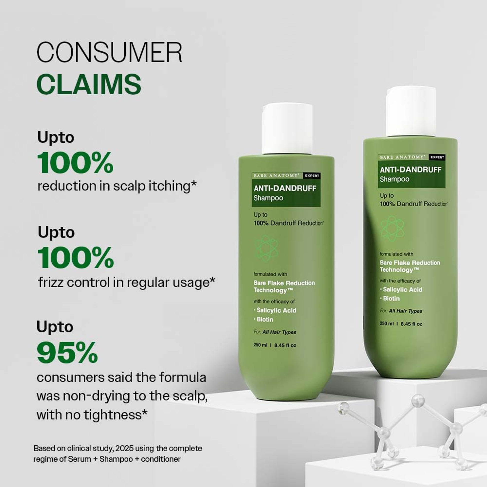 Bare Anatomy Anti-Dandruff Shampoo with Salicylic Acid, Piroctone Olamine, Biotin & Menthol