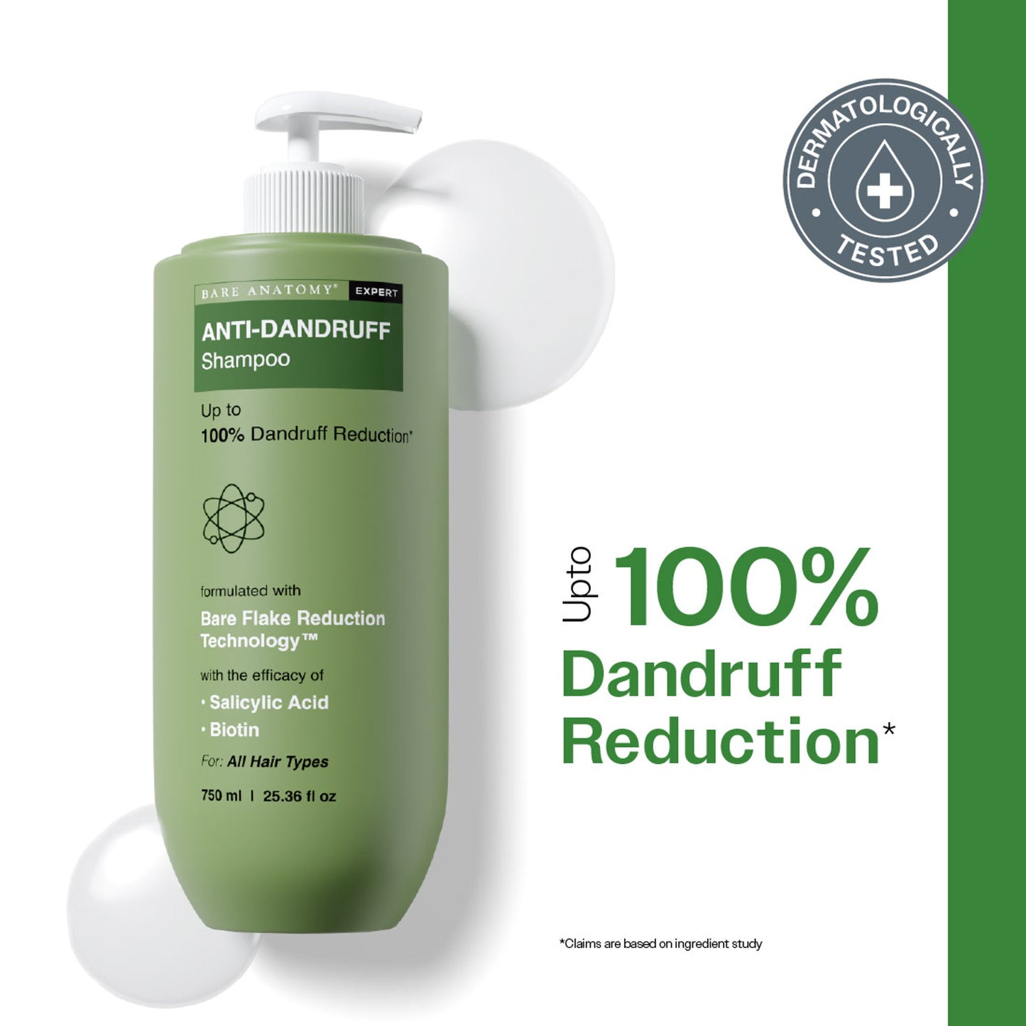 Bare Anatomy Anti-Dandruff Shampoo with Salicylic Acid, Piroctone Olamine, Biotin & Menthol