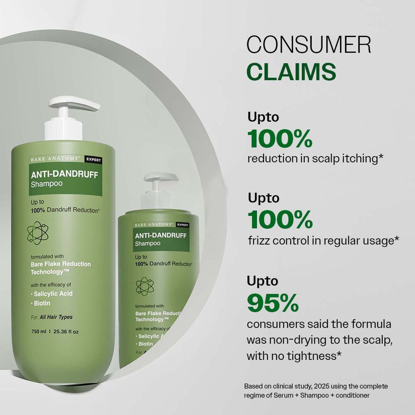 Bare Anatomy Anti-Dandruff Shampoo with Salicylic Acid, Piroctone Olamine, Biotin & Menthol