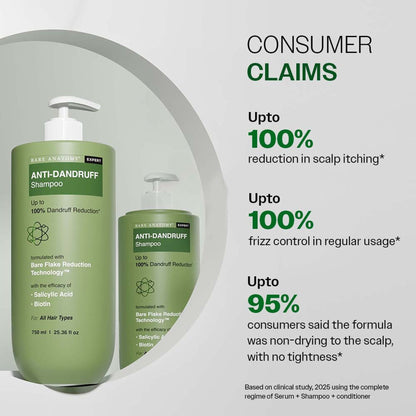 Bare Anatomy Anti-Dandruff Shampoo with Salicylic Acid, Piroctone Olamine, Biotin & Menthol
