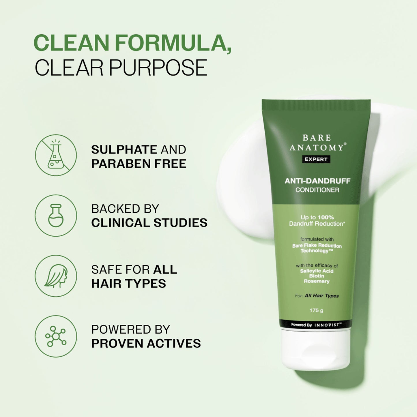Bare Anatomy Anti-Dandruff Conditioner with Rosemary & Biotin, Moisturizes & Reduces Frizz