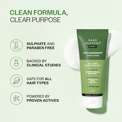 Bare Anatomy Anti-Dandruff Conditioner with Rosemary & Biotin, Moisturizes & Reduces Frizz