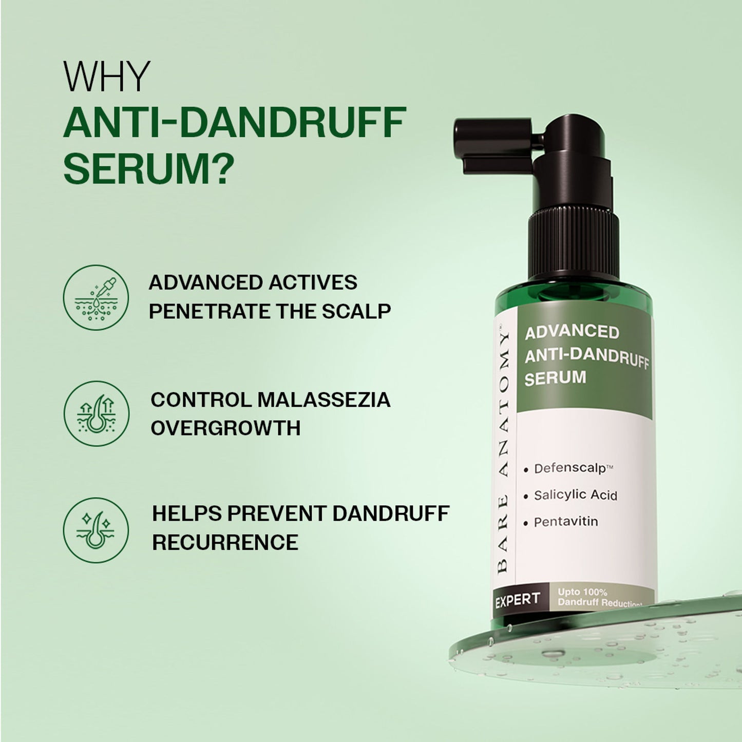 Bare Anatomy Advanced Anti Dandruff Serum Up to 100% Dandruff Reduction Non-Greasy Formula