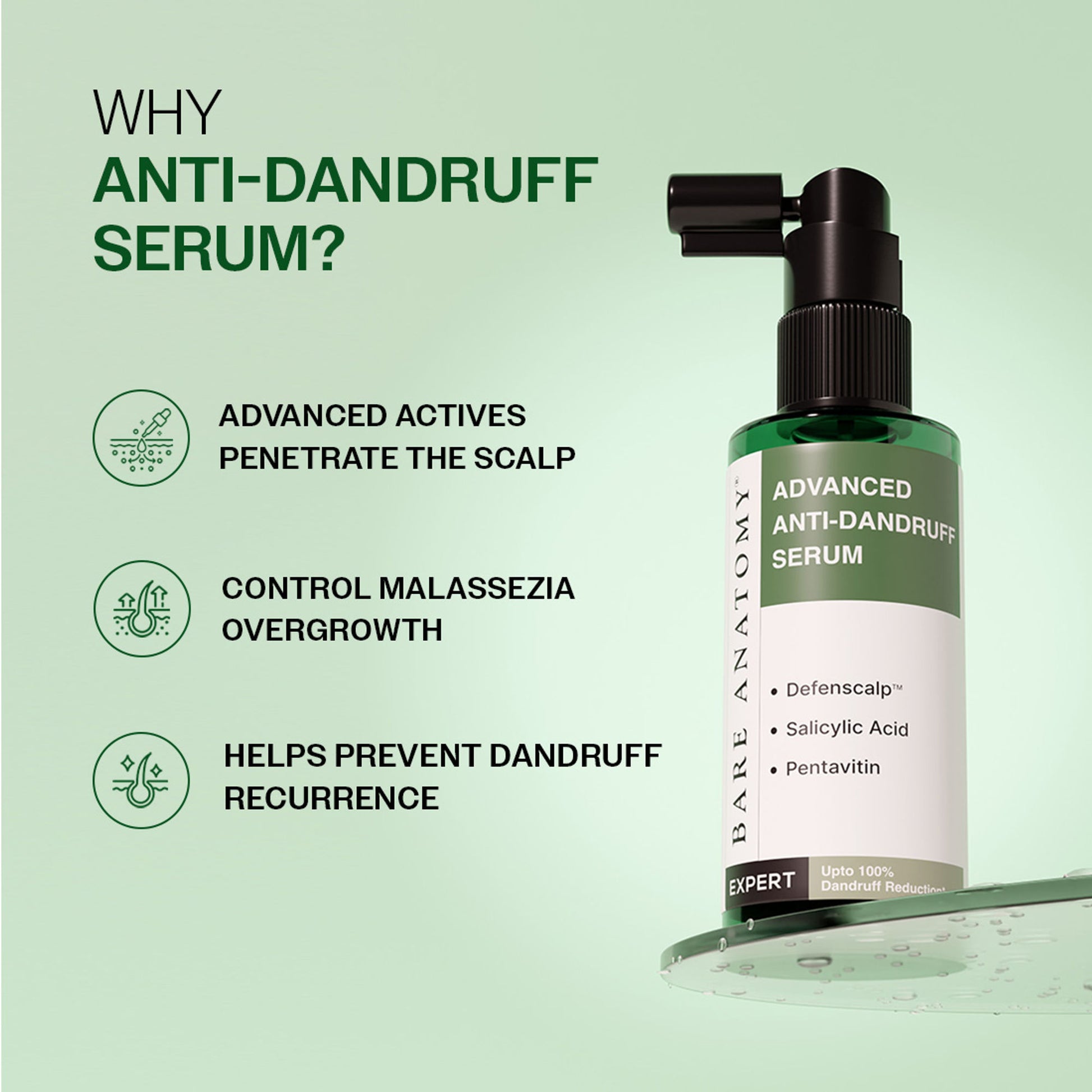 Bare Anatomy Advanced Anti Dandruff Serum Up to 100% Dandruff Reduction Non-Greasy Formula