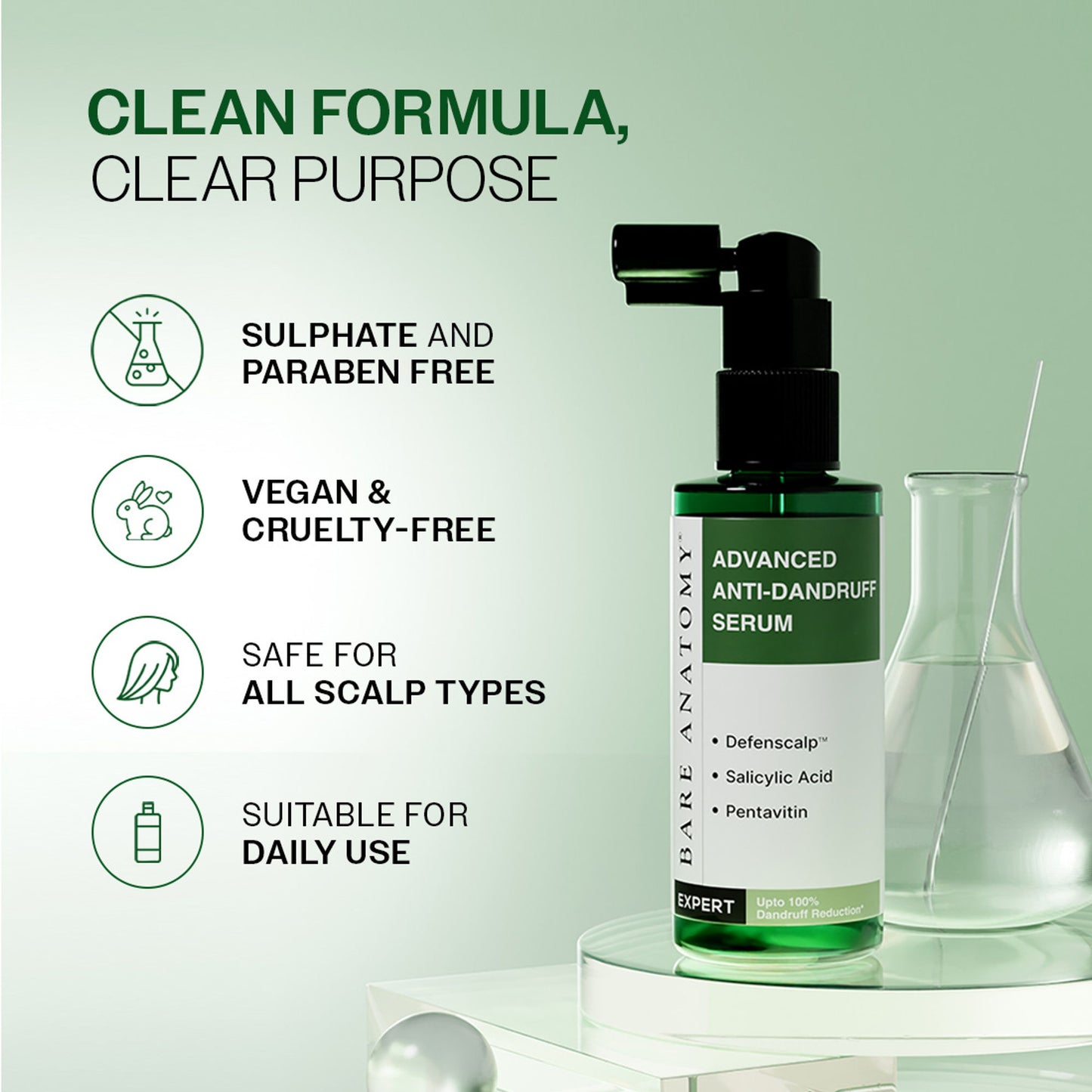 Bare Anatomy Advanced Anti Dandruff Serum Up to 100% Dandruff Reduction Non-Greasy Formula