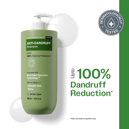 Bare Anatomy Anti-Dandruff Shampoo with Salicylic Acid, Piroctone Olamine, Biotin & Menthol