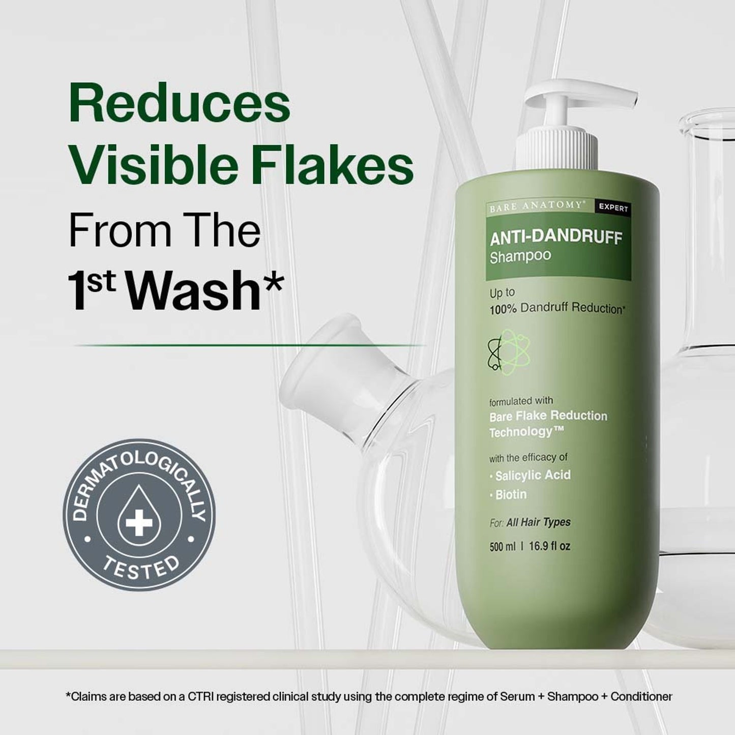 Bare Anatomy Anti-Dandruff Shampoo with Salicylic Acid, Piroctone Olamine, Biotin & Menthol