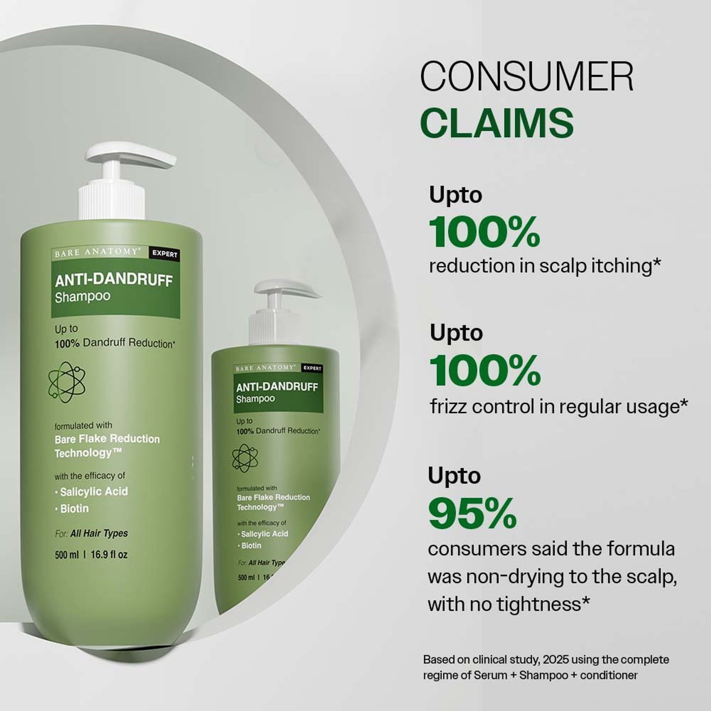 Bare Anatomy Anti-Dandruff Shampoo with Salicylic Acid, Piroctone Olamine, Biotin & Menthol