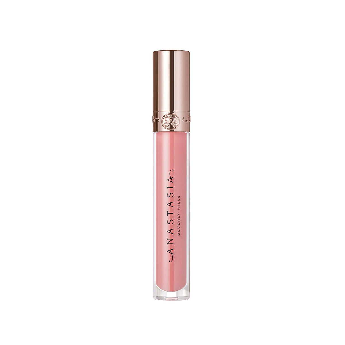 Anastasia Beverly Hills Sunbaked lip gloss tube with glossy, warm-toned finish and clear branding label on the cap.