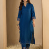 Dhiyona VV N-blue Women Cotton Blend Kurta Pant Set