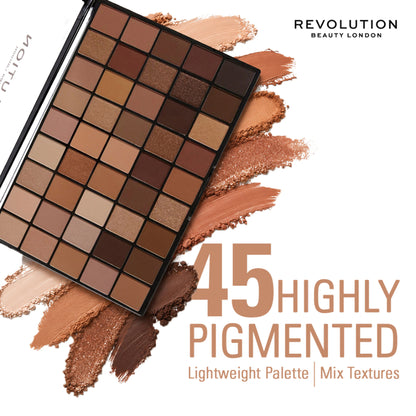 Makeup Revolution Maxi Reloaded Eyeshadow Palette - 45 Shades-Shimmer & Easy Blendable - Nudes