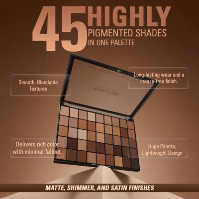 Makeup Revolution Maxi Reloaded Eyeshadow Palette - 45 Shades-Shimmer & Easy Blendable - Nudes
