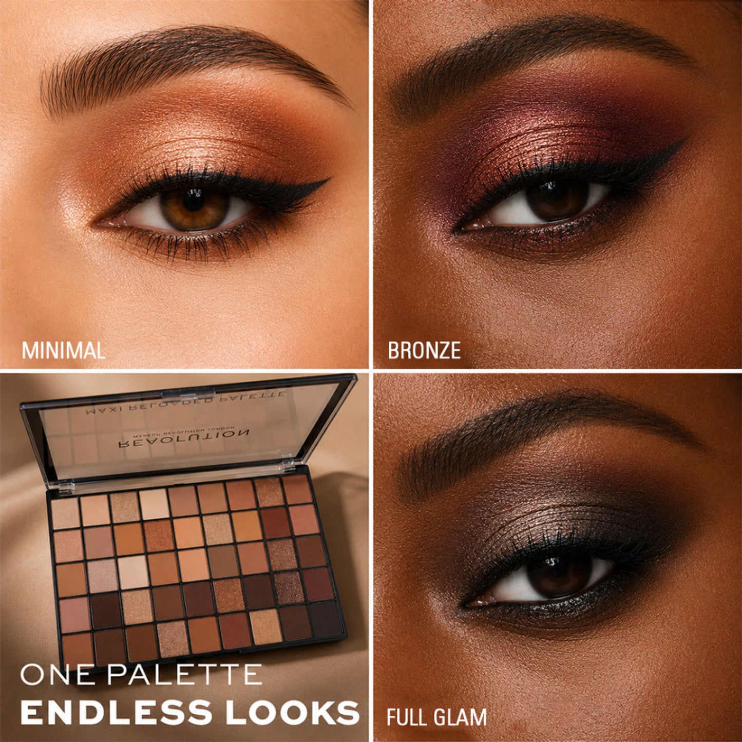Makeup Revolution Maxi Reloaded Eyeshadow Palette - 45 Shades-Shimmer & Easy Blendable - Nudes