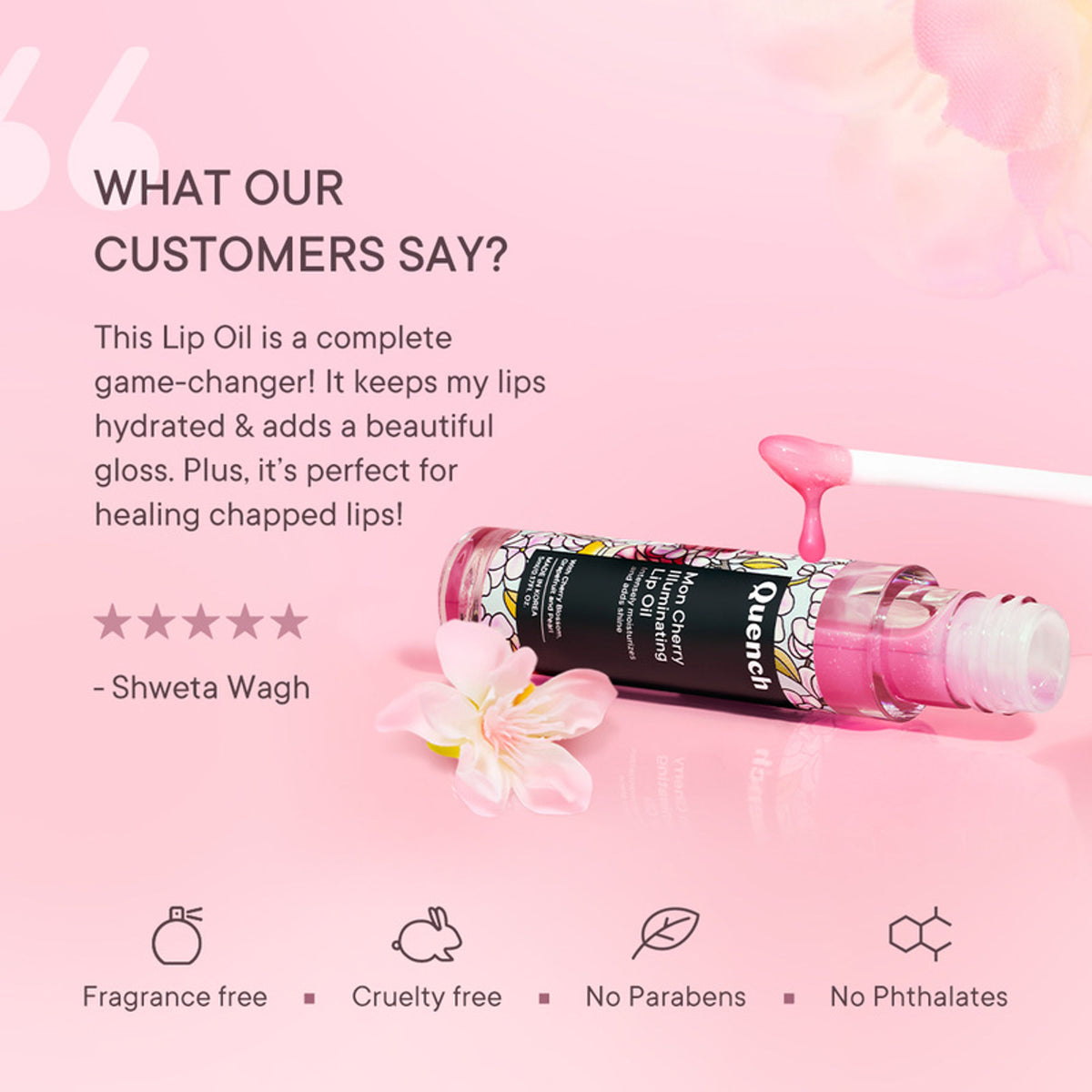 Quench Illuminating Korean Tinted Lip Oil (Pink)