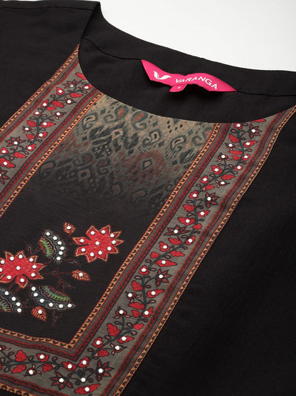 Dhiyona VA Women's Floral Yoke Design Sequinned Kurta with Trousers & Dupatta