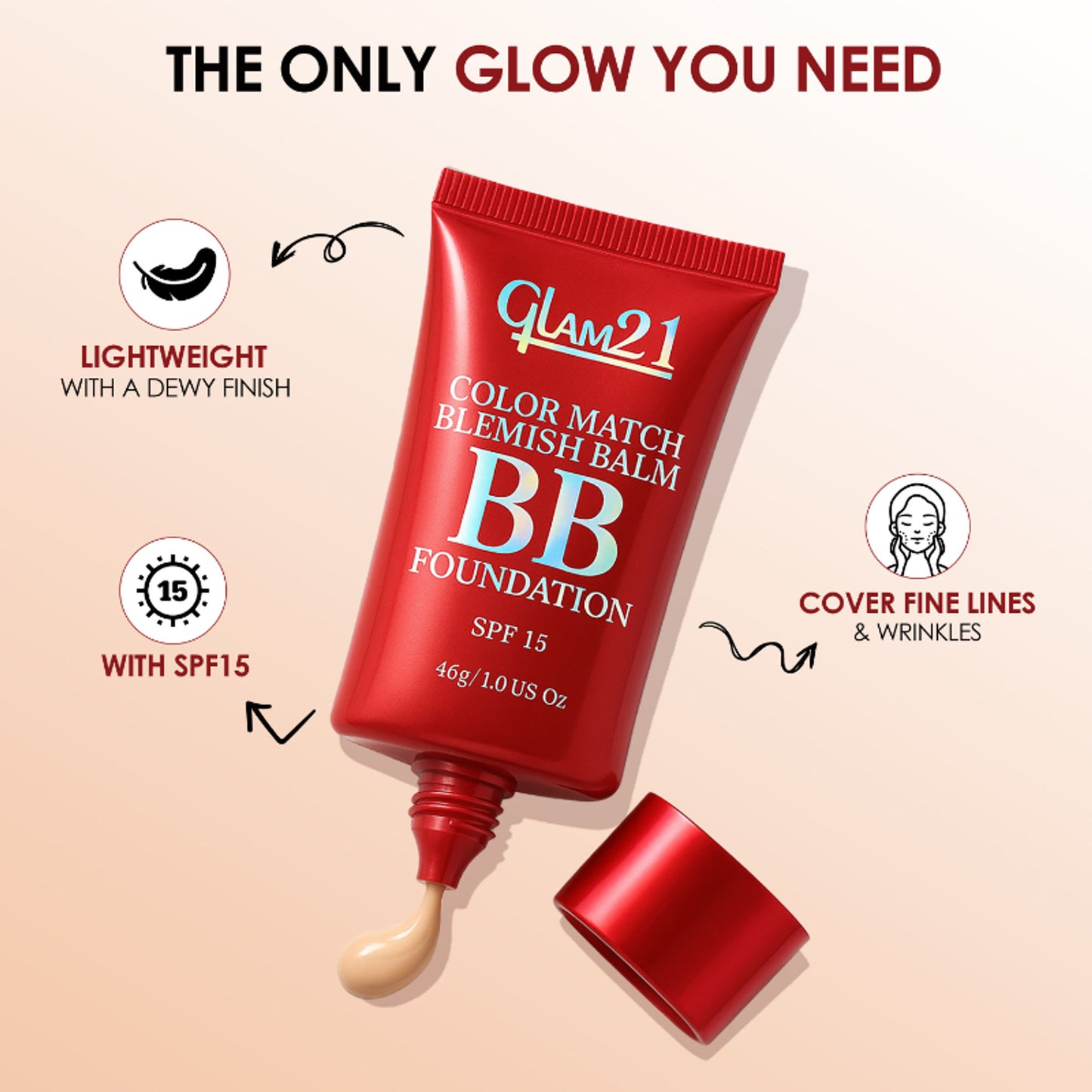 GLAM21 Color Match BB Foundation with SPF15 - 02 Honey Drop
