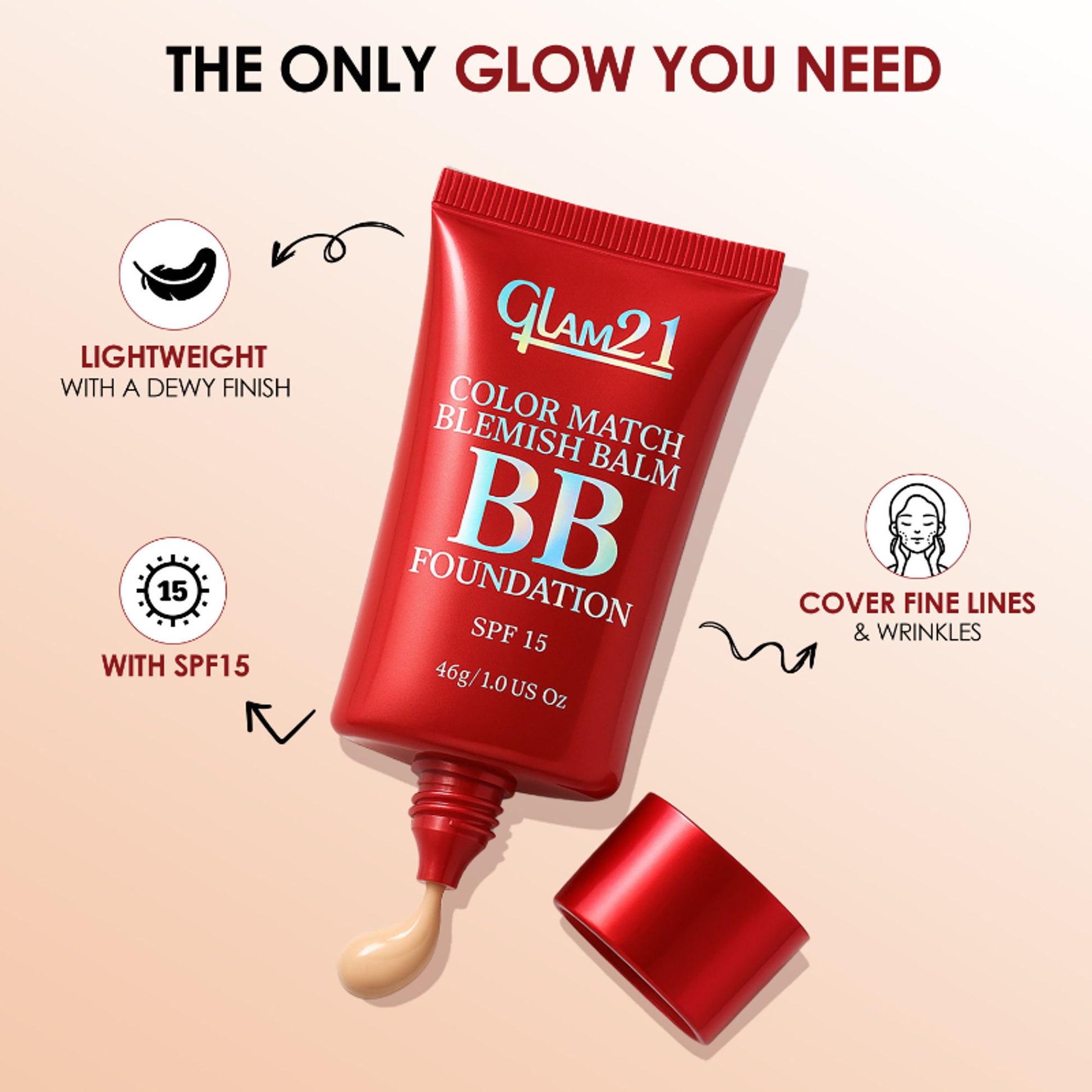 GLAM21 Color Match BB Foundation with SPF15 - 02 Honey Drop