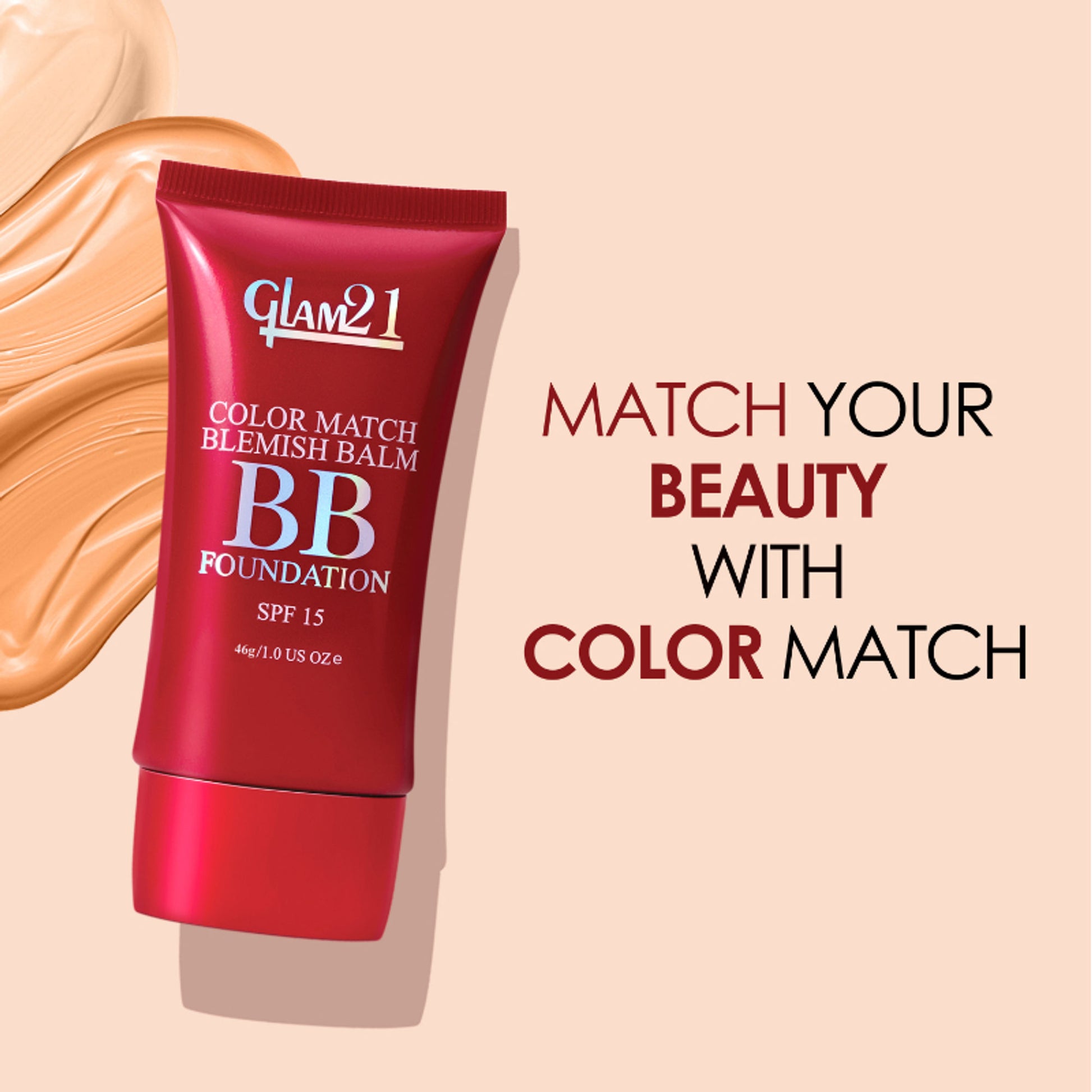 GLAM21 Color Match BB Foundation with SPF15 - 04 Medium Beige