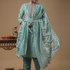 Indyancart IE Women Embroidered Sequinned Pure Cotton Kurta with Trousers & With Dupatta