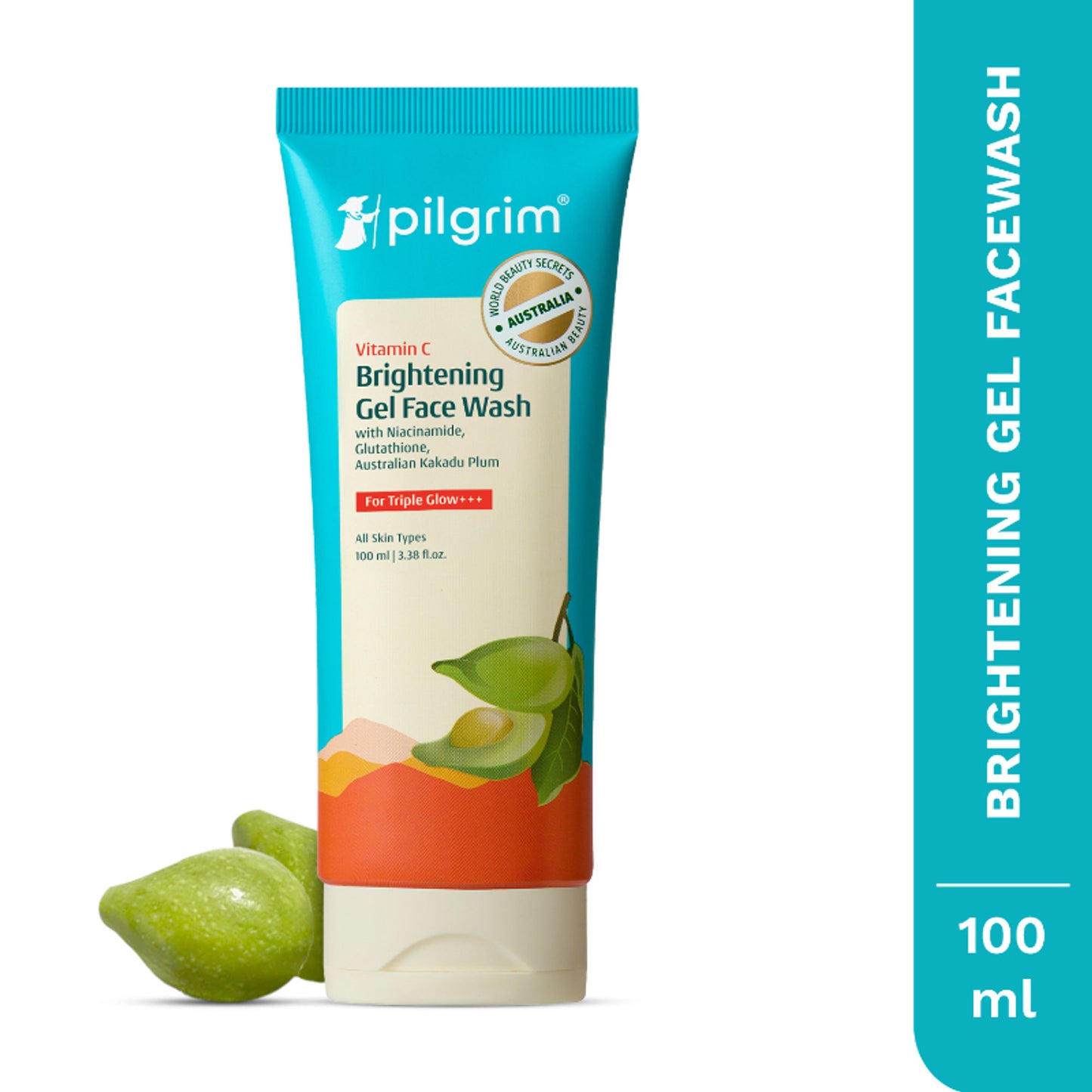 Pilgrim 10% Vitamin C Brightening Gel Face Wash Triple Glow+++ with 5% Niacinamide For Dark Spots