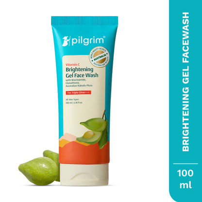 Pilgrim 10% Vitamin C Brightening Gel Face Wash Triple Glow+++ with 5% Niacinamide For Dark Spots