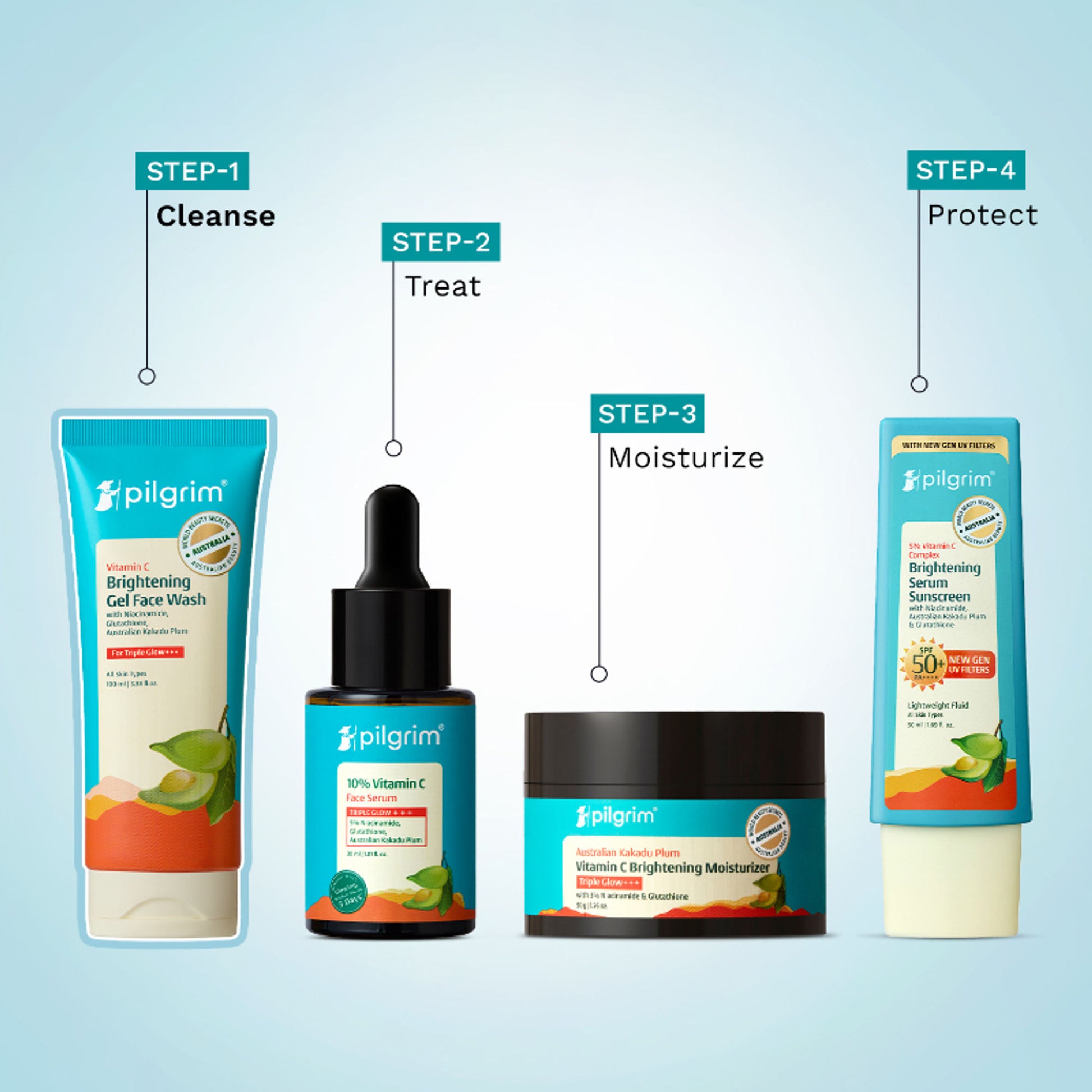 Pilgrim 10% Vitamin C Brightening Gel Face Wash Triple Glow+++ with 5% Niacinamide For Dark Spots