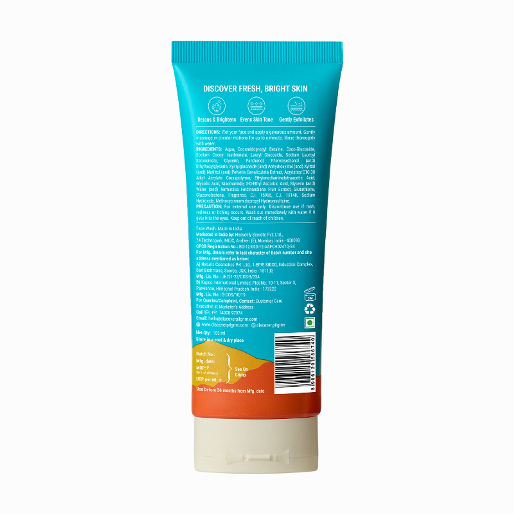 Pilgrim 10% Vitamin C Brightening Gel Face Wash Triple Glow+++ with 5% Niacinamide For Dark Spots
