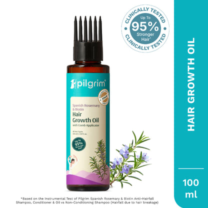 Pilgrim Spanish Rosemary & Biotin Hair GrowthOil Control Hairfall Thick Strong Hair with Applicator