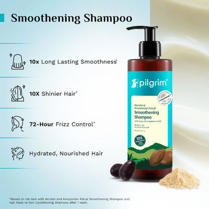 Pilgrim Keratin & Amazonian Patua 10X Smoothening Soften Shampoo For Dry & Frizzy Hair Paraben Free