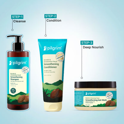 Pilgrim Keratin & Amazonian Patua 10X Smoothening Soften Shampoo For Dry & Frizzy Hair Paraben Free