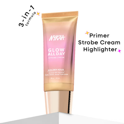 Nykaa Glow All Day Illuminating Strobe Cream + Moisturising Primer + Highlighter - Golden Hour