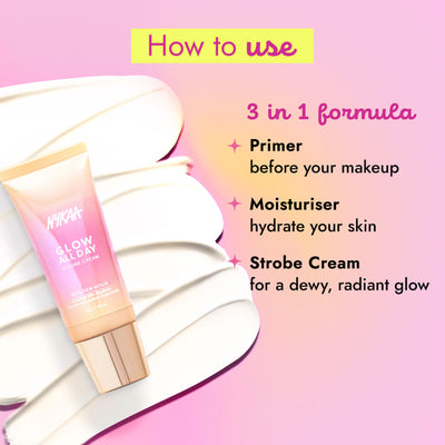 Nykaa Glow All Day Illuminating Strobe Cream + Moisturising Primer + Highlighter - Golden Hour