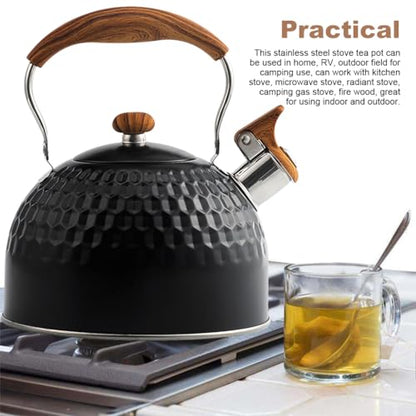 Supvox Whistle Kettle 2.5L Stainless Steel for Gas Stove, Black