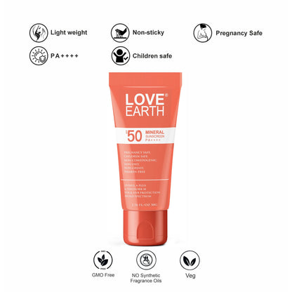 Love Earth Mineral Sunscreen SPF 50 PA++++