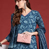 Dhiyona IE Paisley Printed Thread Work Pure Cotton Kurta With Trousers & Dupatta
