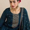 Indyancart IE Women Solid Embroidered Kurta with Palazzo & Dupatta