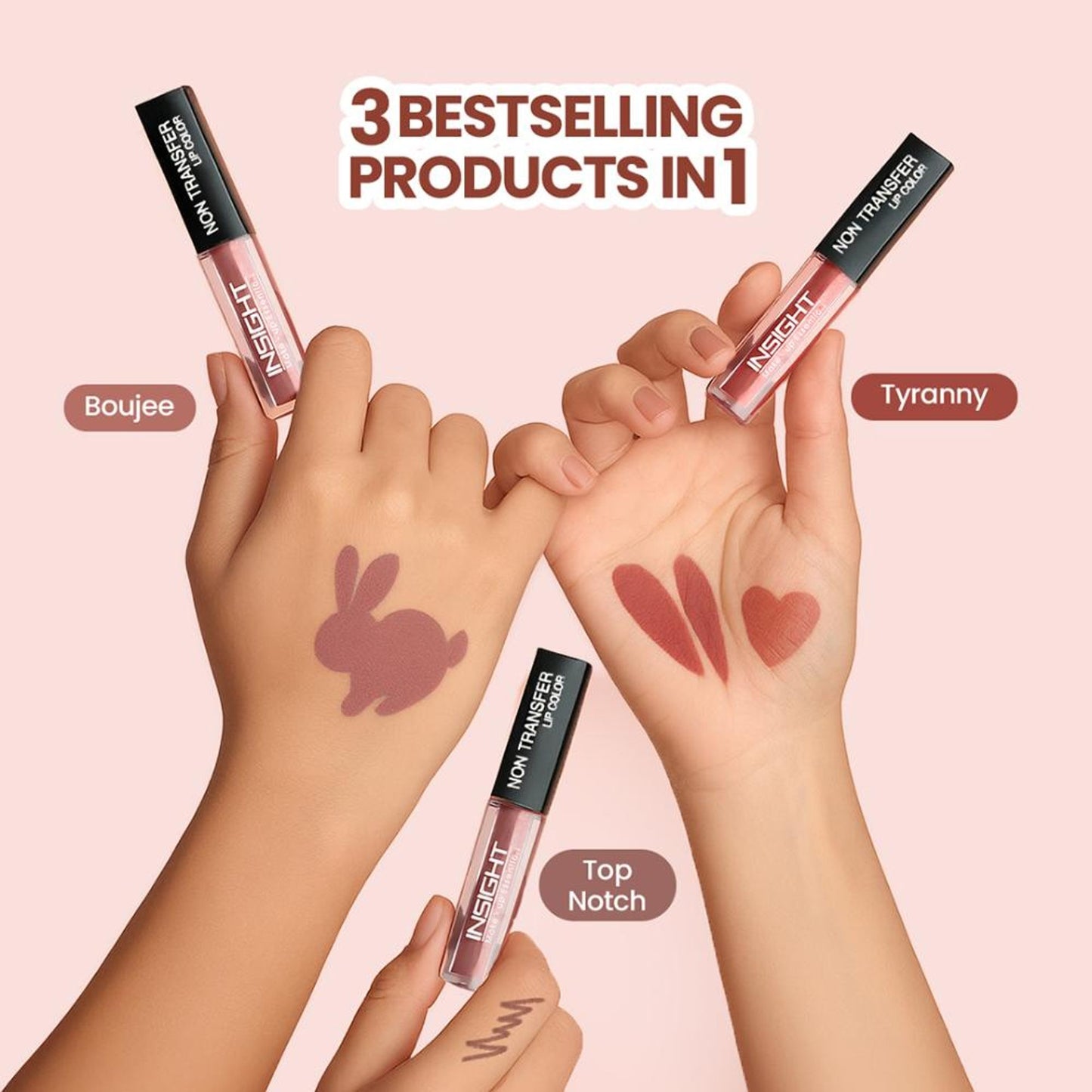 Insight Cosmetics Non Transfer Lip Kit - Pack Of 3 - Nudes