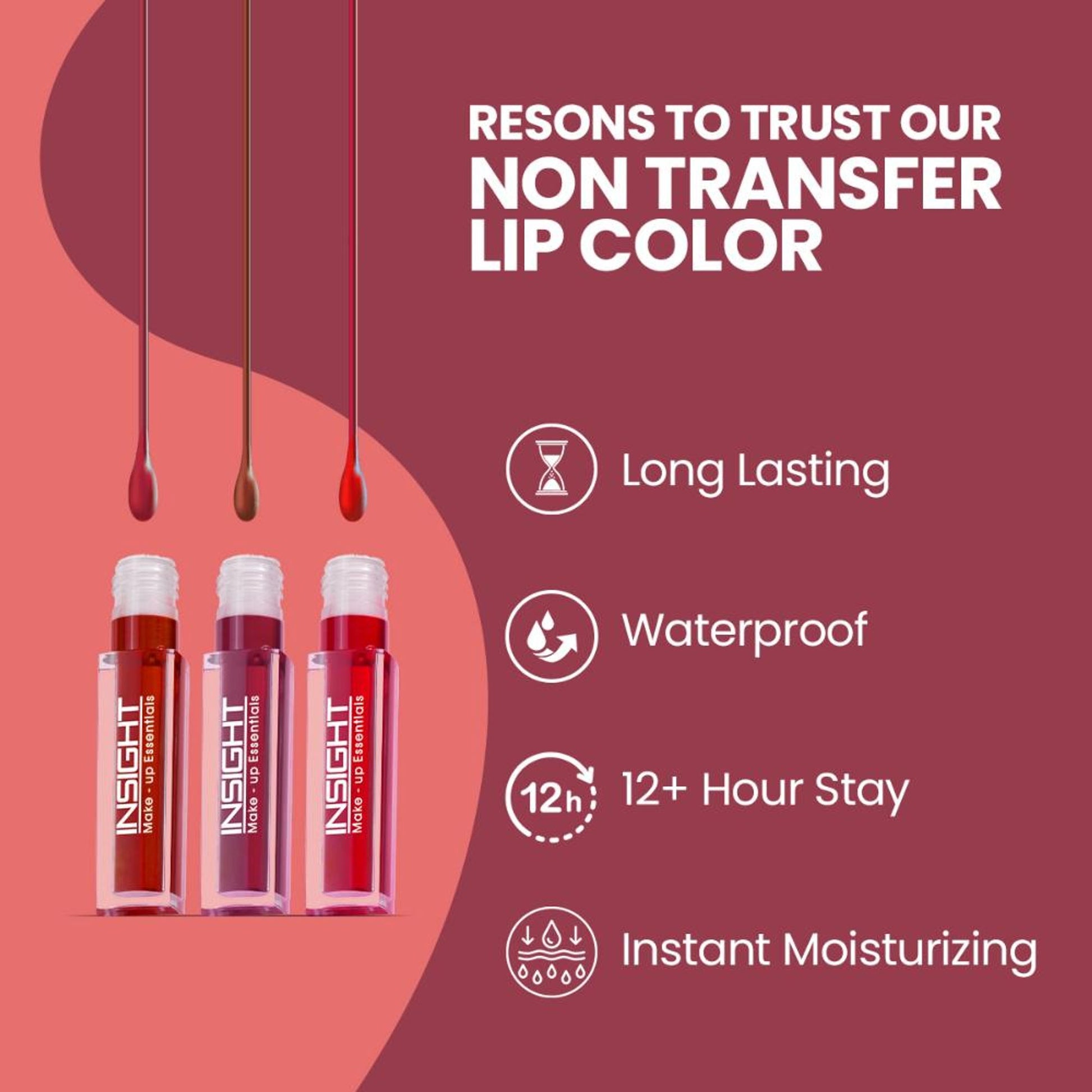 Insight Cosmetics Non Transfer Lip Kit - Pack Of 3 - Reds