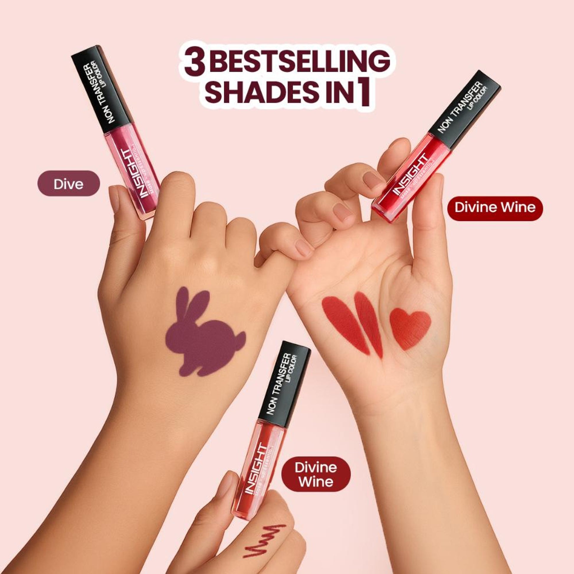 Insight Cosmetics Non Transfer Lip Kit - Pack Of 3 - Reds