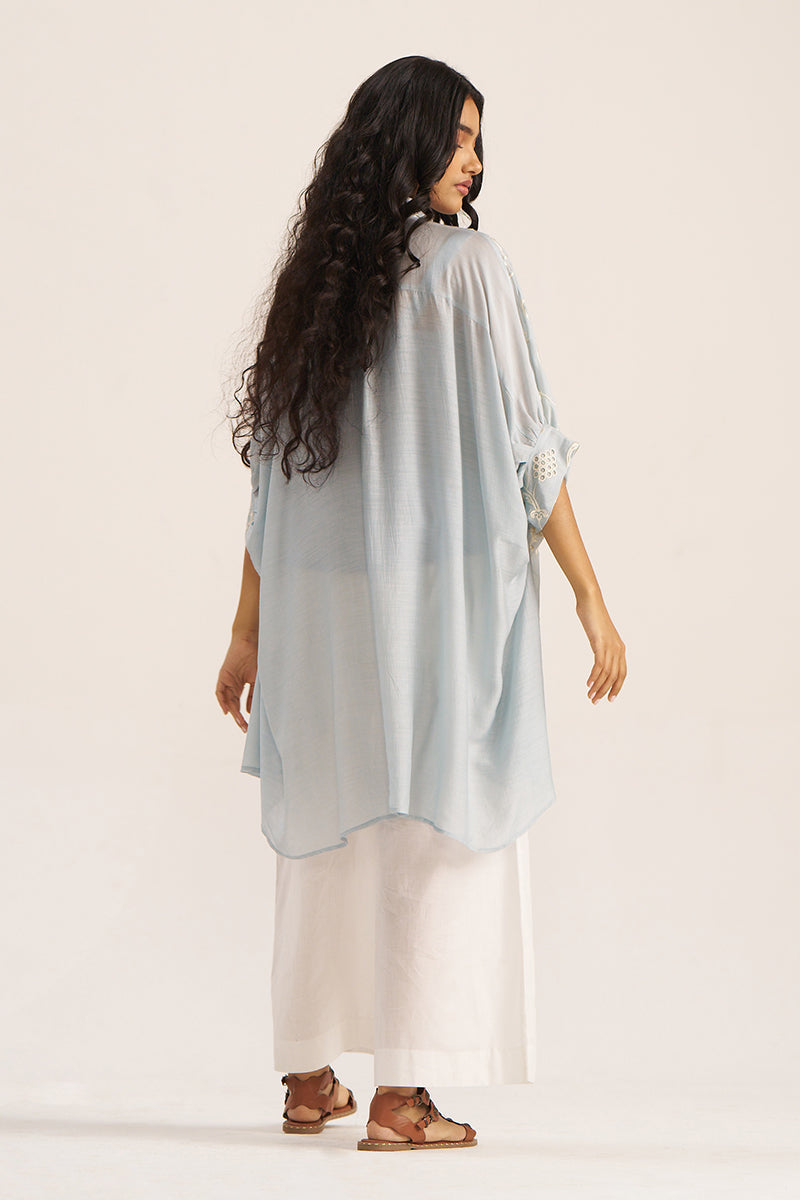 Women's Powder Blue Embroidered Shirt