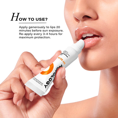 Novology SPF 50 PA++++ Lip Balm Serum, For Pigmented & Dry Lips, UV Protection, Non-Tinted