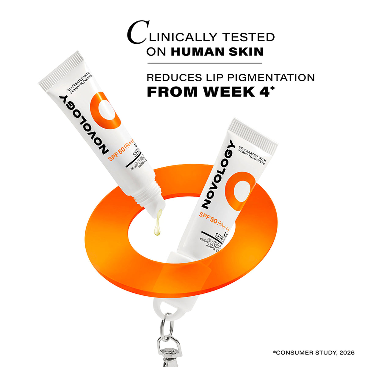 Novology SPF 50 PA++++ Lip Balm Serum, For Pigmented & Dry Lips, UV Protection, Non-Tinted