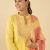Dhiyona IE Women Embroidered Mirror Work Pure Cotton Kurta with Trousers & With Dupatta